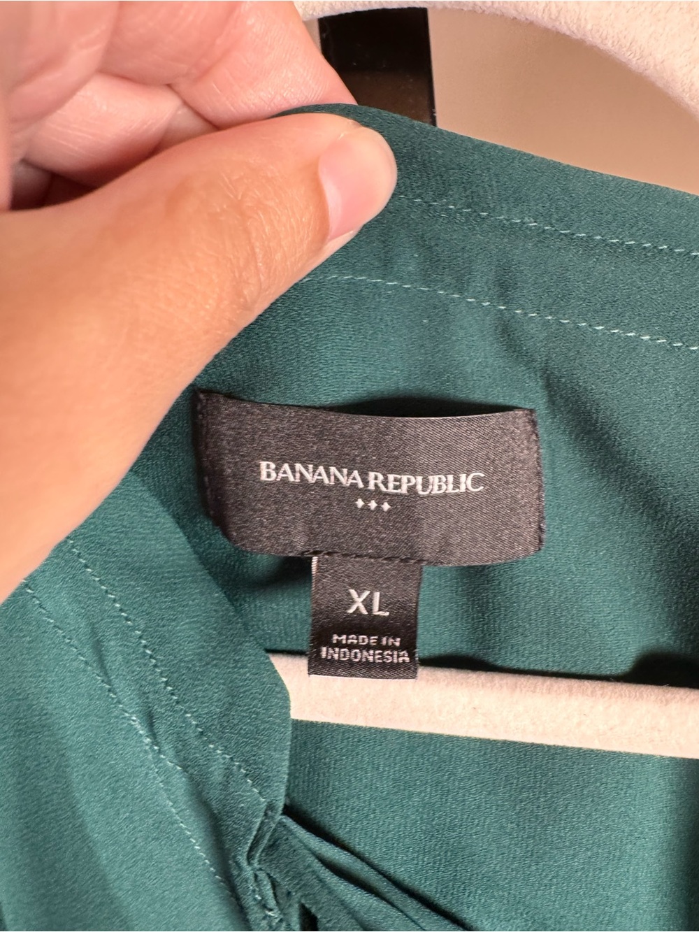 Banana Republic XL Teal Tie Neck Long Sleeve Blouse - Picture 3 of 7